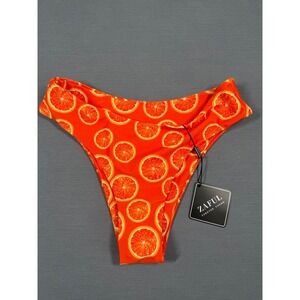 ZAFUL Orange Slice Print Bikini Swim Bottoms Womens Sz M (6) Cheeky High Leg NWT